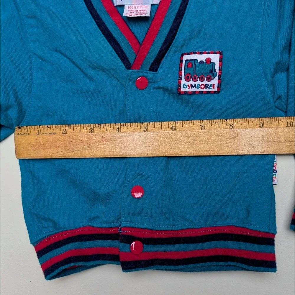 Vintage Gymboree Rainbow Tag Train Applique Cotton Cardigan Sweater Newborn